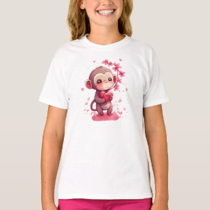Cute Monkey Valentindagen T Shirt
