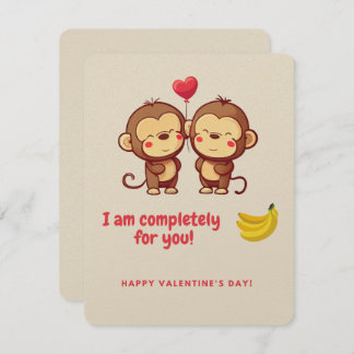 Cute Monkey Valentine Day Card Julkort