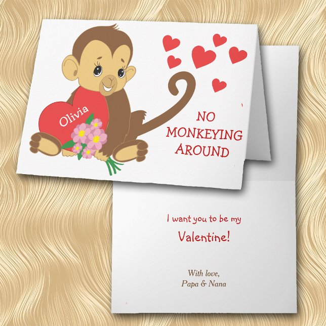 Cute Monkey Valentine Helgkort (Skapare uppladdad)