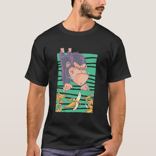 Cute Monkey with Bananas T Shirt (Framsida)