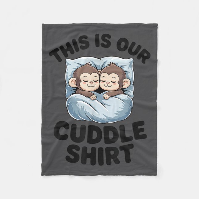Cute Monkeys Snuggle This Is Our Cuddle  Fleecefilt (Framsidan)