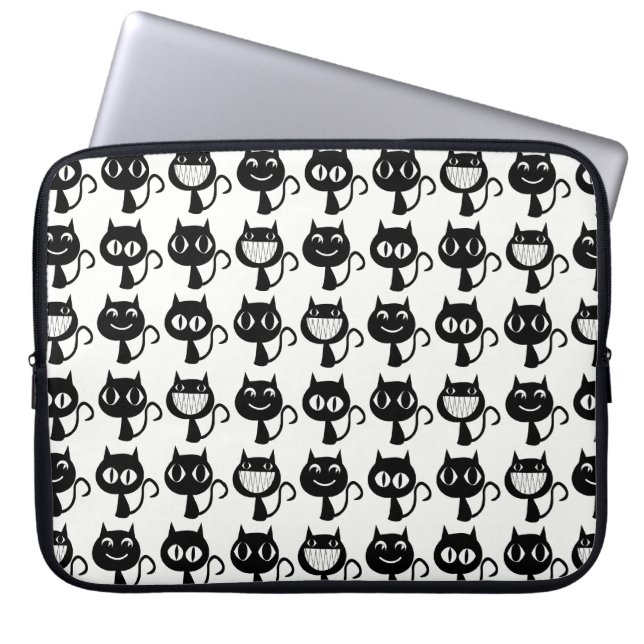 Cute Monogram Black Cat Expression Mönster Laptop Fodral (Framsidan)