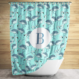 Cute Monogram Blue Flamingos Mönster