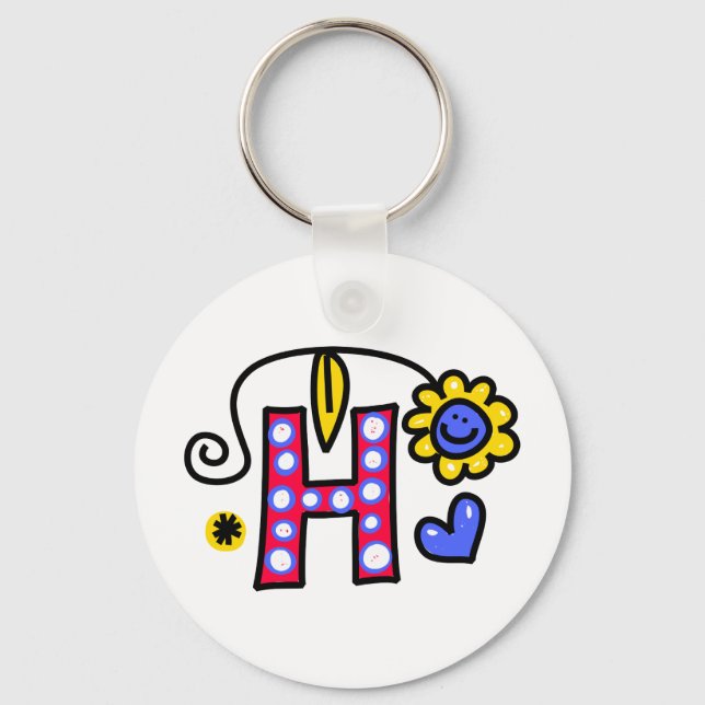 Cute Monogram Brev H Hälsning textuttryck Nyckelring (Framsida)