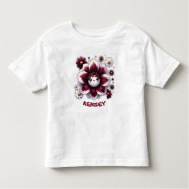 Cute Monogram Burgunder och Vit Blomma | T Shirt
