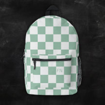 Cute Monogram Checkerboard Initialer & Grönt