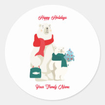 Cute Monogram Festive God Jul Polar Bears