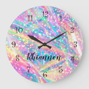 Cute Monogram Glitzy Girly Wall Decor Clocks Stor Klocka