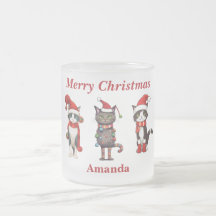 Cute Monogram God jul Cat Mugg