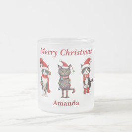 Cute Monogram God jul Cat Mugg