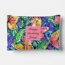 Cute monogram Grattis på födelsedagen Rosa Butterf