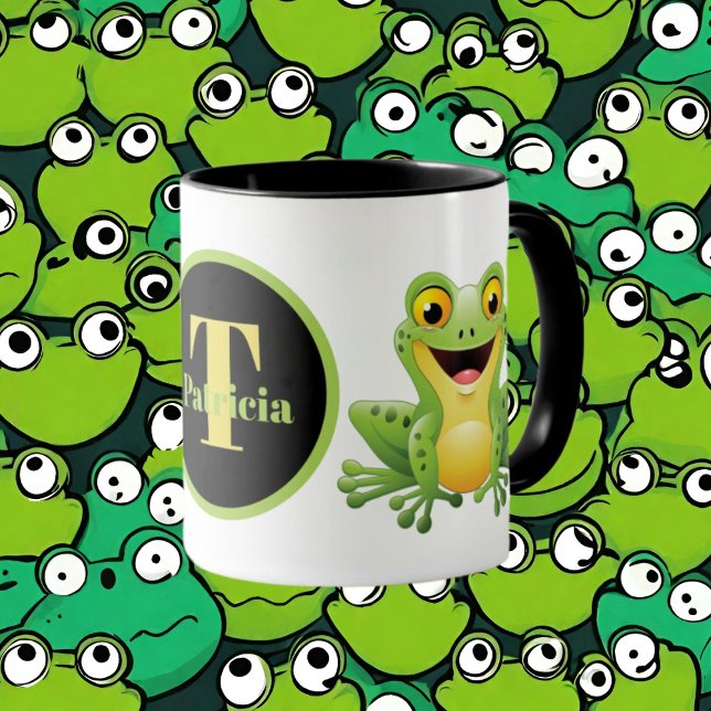 Cute monogram groda älskare mugg (Skapare uppladdad)