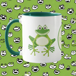 Cute monogram groda, tillsätt namn mugg