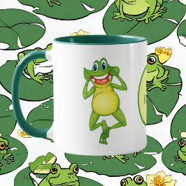 Cute monogram groda, tillsätt namn mugg