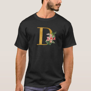 Cute Monogram Initial Brev Flowers Capital D per r T Shirt