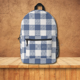 Cute Monogram Initialer Blue Gingham Buffalo Check