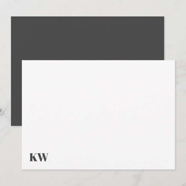 Cute Monogram Initialer Personlig Black White Tack Kort (Fram/baksida)