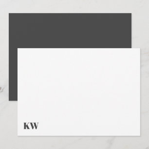 Cute Monogram Initialer Personlig Black White Tack Kort