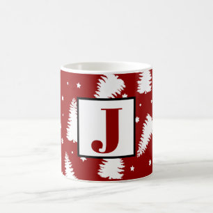 Cute Monogram Julgranar Kaffemugg