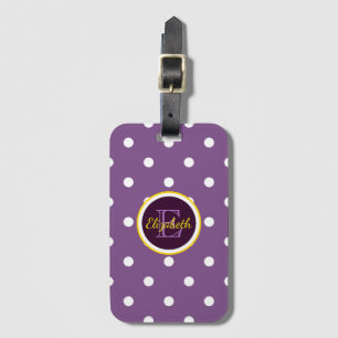 Cute Monogram Lila Polka dots Bagagebricka