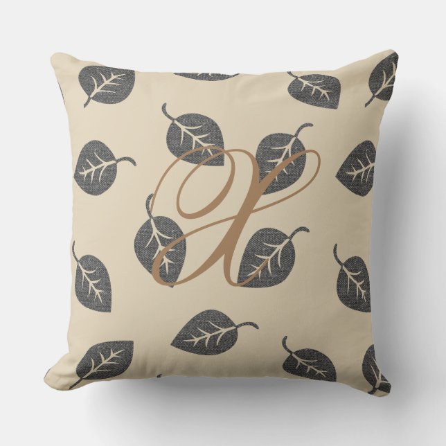 Cute Monogram Löv Mönster Beige Lumbar Pillow Kudde (Framsida)