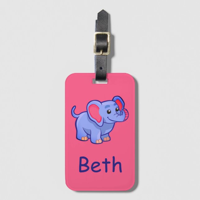 Cute Monogram med namn-design för barn Bagagebricka (Framsida vertikal)