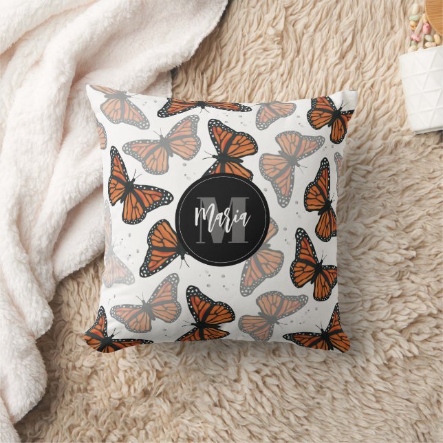 Cute Monogram Natur Butterflies Kudde (Filt)