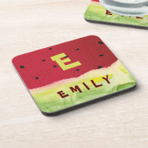 Cute Monogram Red Grönt Watermelon Anpassningsbar 