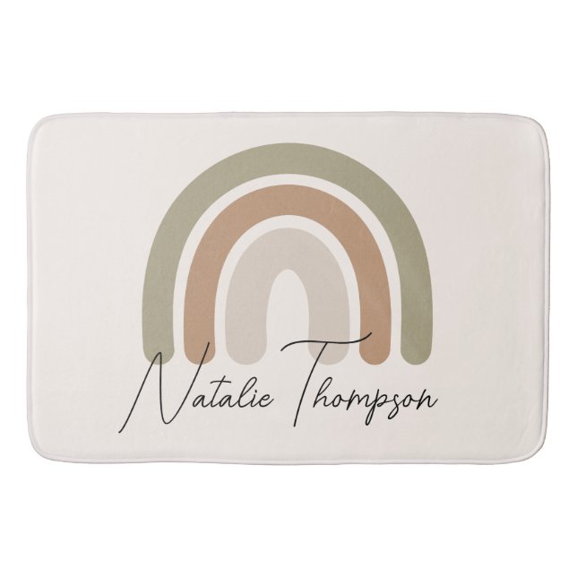 Cute monogram regnbåge, rosa vattenfärg för hennes badrumsmatta (Framsidan)