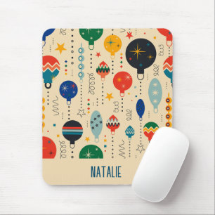Cute monogram retro mönster i prydnadsföremål Beig Musmatta