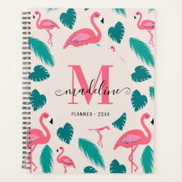 Cute Monogram Tropical Löv Shock rosa Flamingo