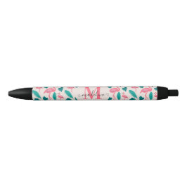 Cute Monogram Tropical Löv Shock rosa Flamingo