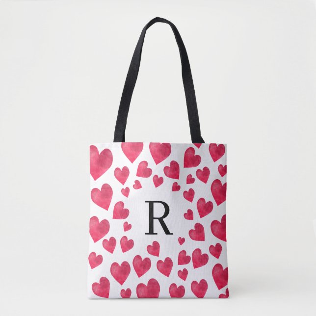Cute Monogram Valentine's Day Hearts Tygkasse (Framsida)
