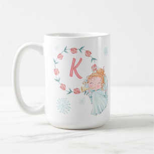 Cute Monogrammed Angel-jul Kaffemugg
