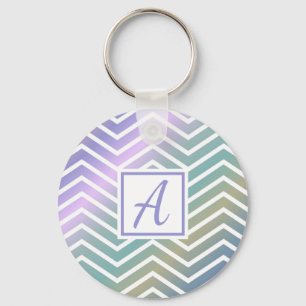 Cute Monogrammed Colorful Zig Zag Mönster Nyckelring