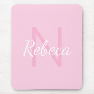 Cute Monogrammed Girl's Namn Rosa och vit Musmatta