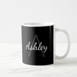 Cute Monogrammed Girl's Namn Svartvitt Kaffemugg