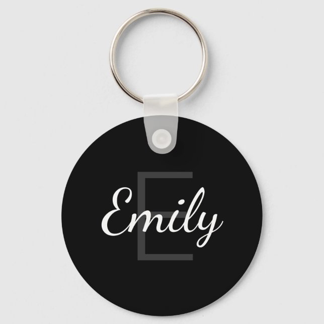 Cute Monogrammed Girl's Namn | Svartvitt Nyckelring (Framsida)