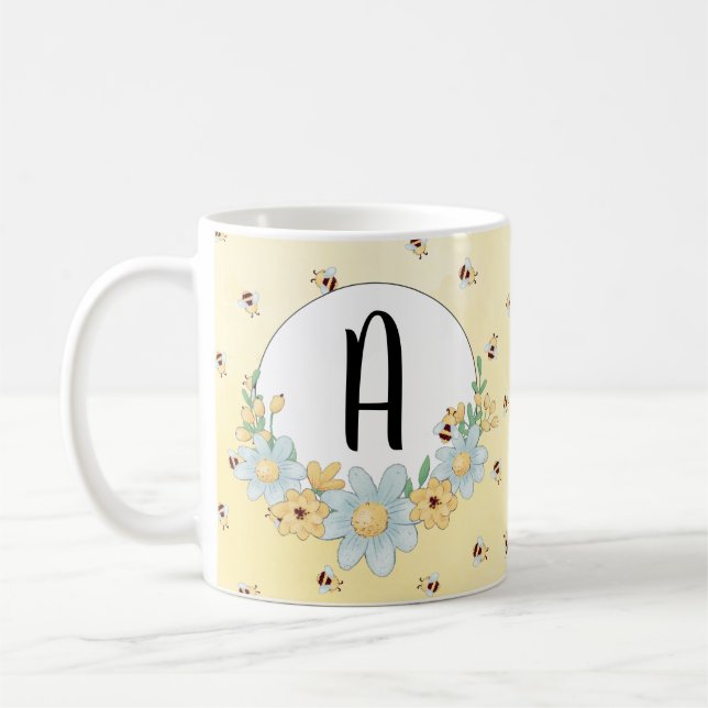 Cute Monogrammed Humla Kaffemugg (Vänster)