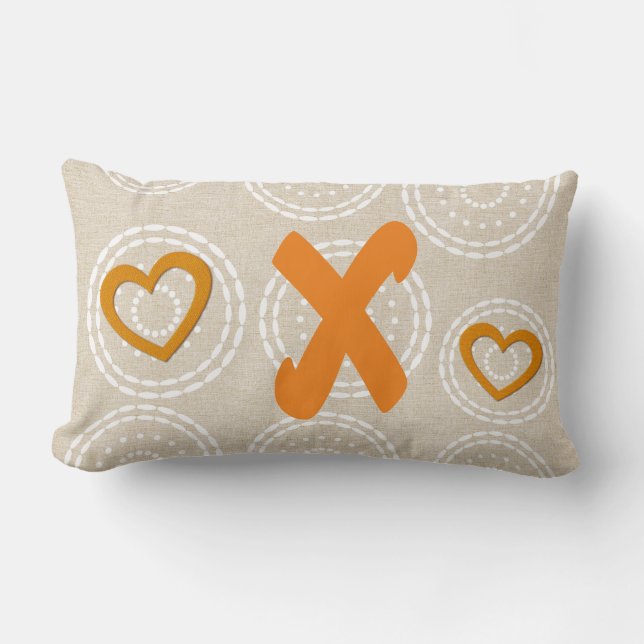 Cute Monogrammed Linen-utseende Lumbarkudde (Framsida)