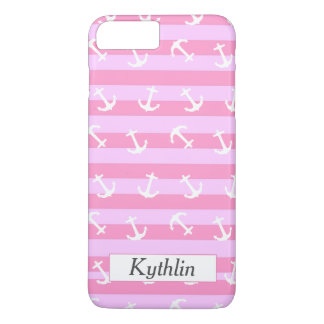 Cute Monogrammed Rosa Rand White Anchor Mönster