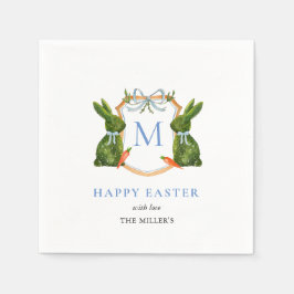 Cute Monogrammed Topiary Bunny Påsk Pappersservett