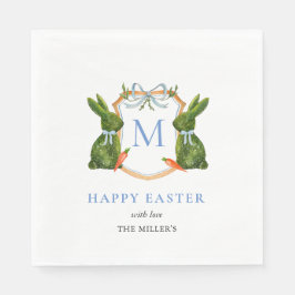 Cute Monogrammed Topiary Bunny Påsk Pappersservett