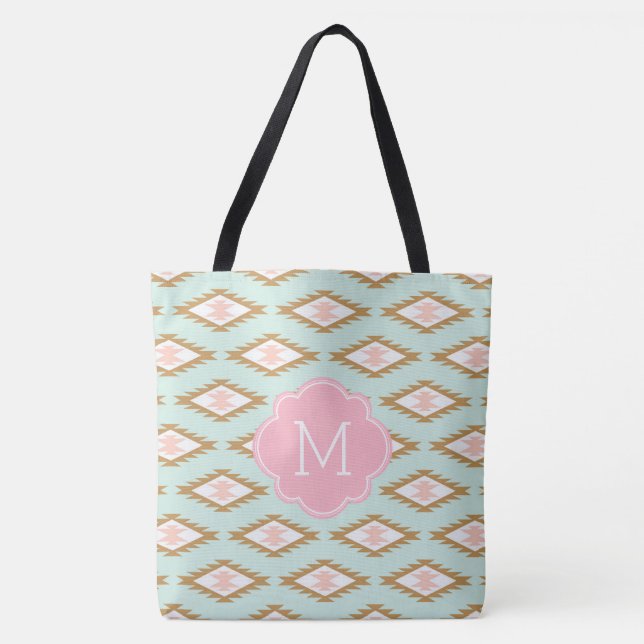 Cute Monogrammed Tribal Inspired Mönster Tygkasse (Framsida)