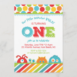Cute Monster 1:a födelsedagen Inbjudningar