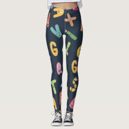 Cute monster alphabets leggings
