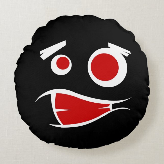 Cute monster ansikte mönster-registreringsskylt ra rund kudde (Framsidan)