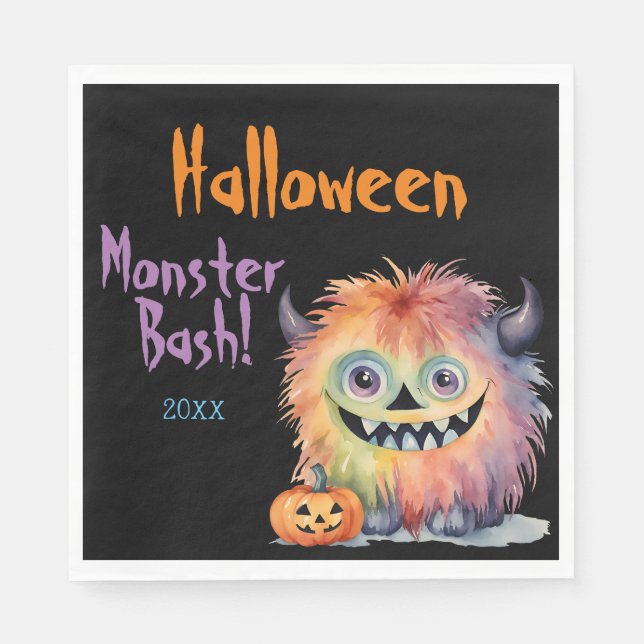 Cute Monster Bash Halloween fest Pappersservett (Framsidan)