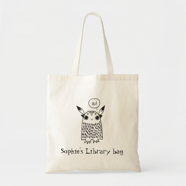Cute monster bibliotek säck tygkasse (Framsidan)