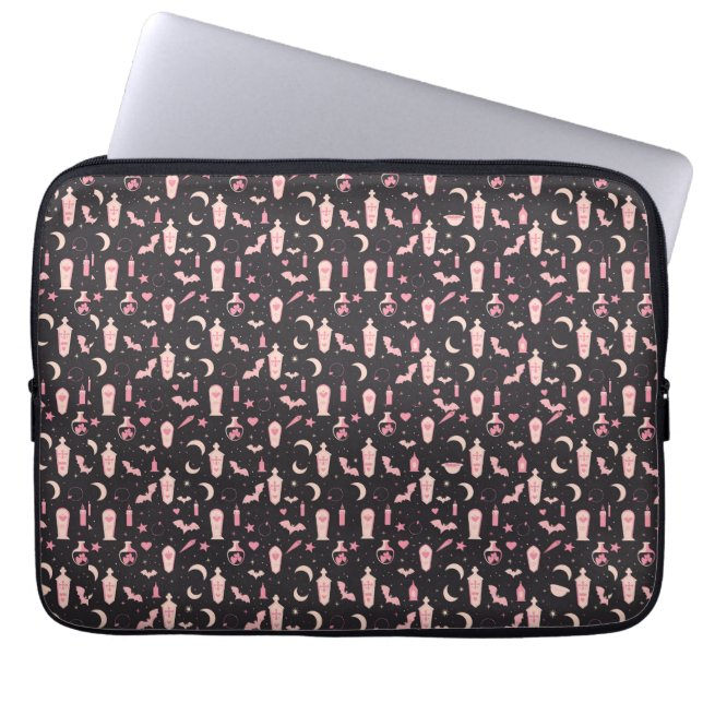 Cute mönster black and rosa vampyr witchcraft laptop fodral (Framsidan)